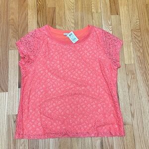 Woman’s Isaac Mizrahi Coral Lace Blouse